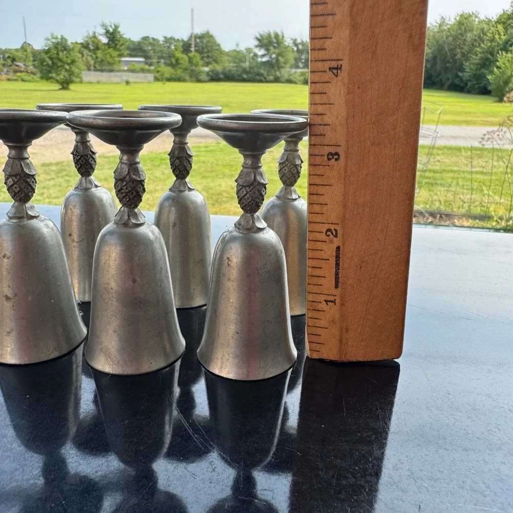 International Pewter Pineapple Stem Cordial Goblets MINITURE Vintage